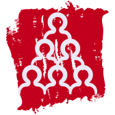 An icon of a group of people in a triagular shape.